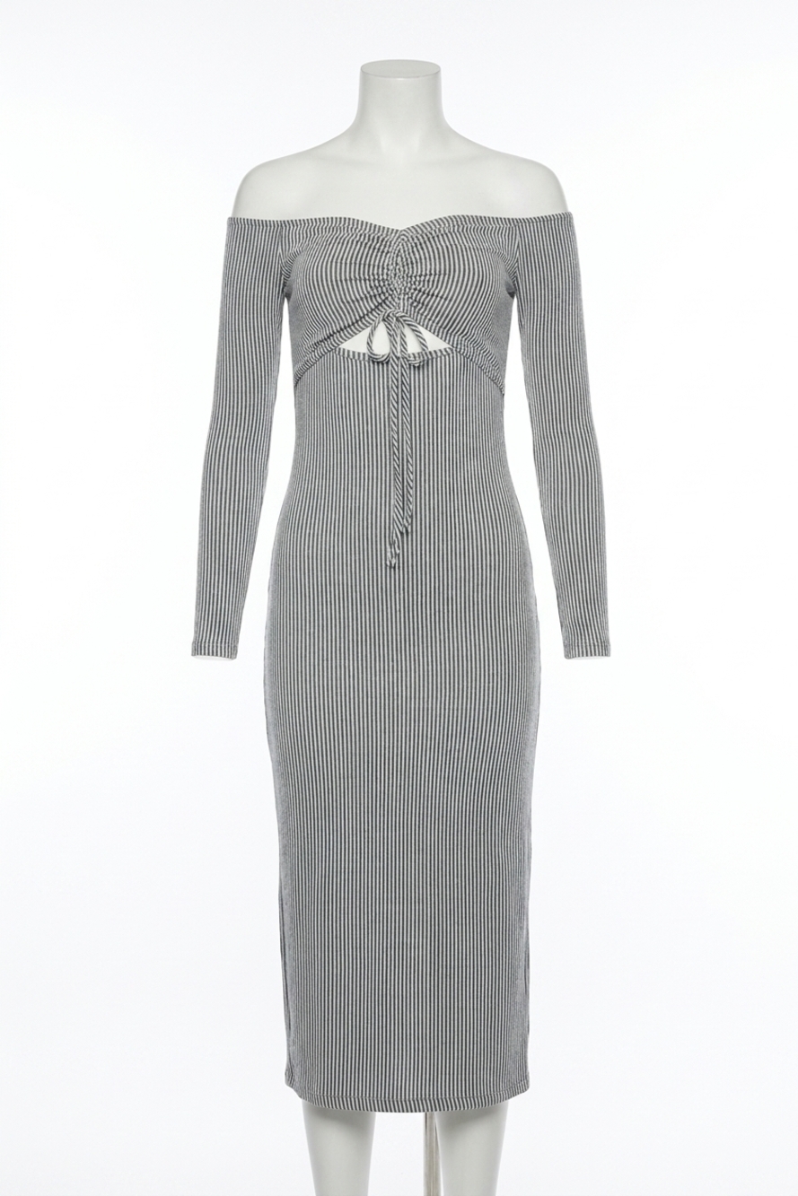 NEW ENDLESS BLU. off-the-shoulder cutout midi dress in dusty sage